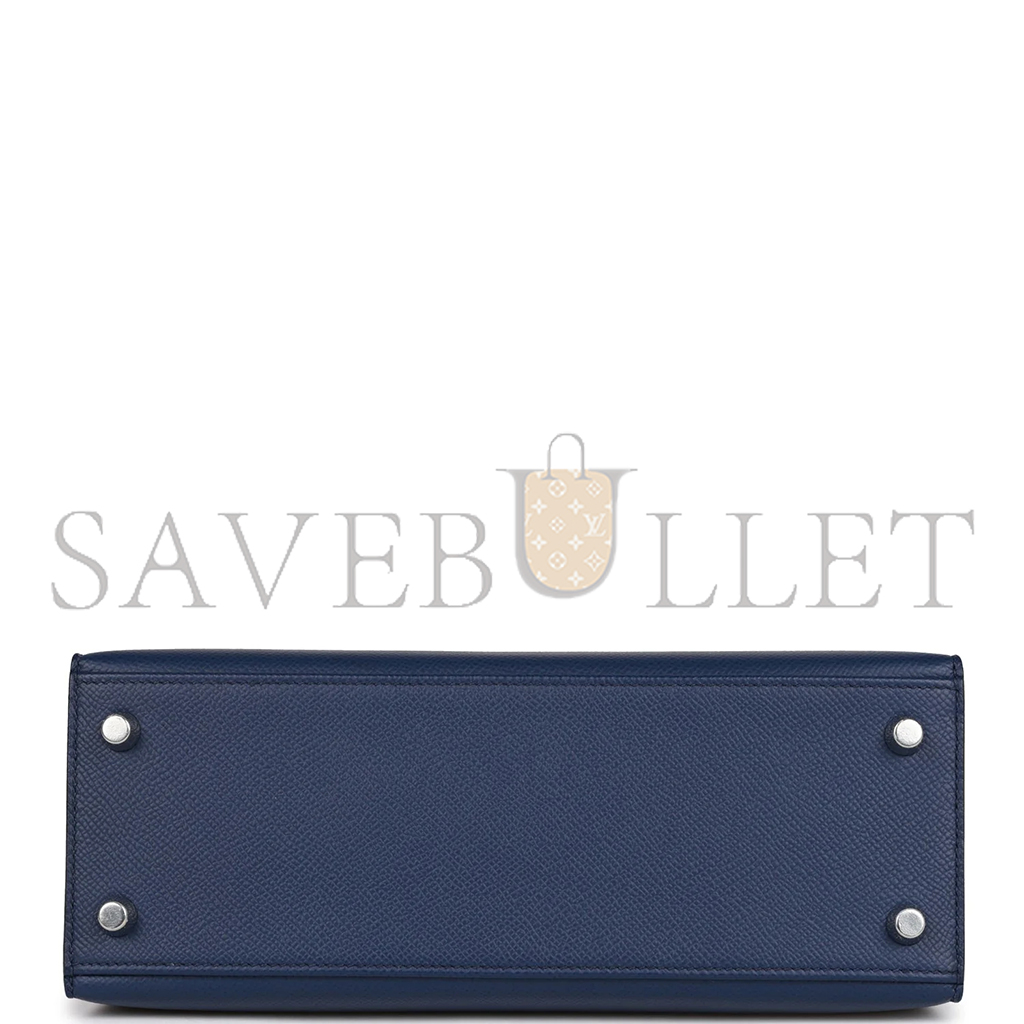 HERMÈS KELLY SELLIER 28 BLEU SAPHIR EPSOM PALLADIUM HARDWARE (28*22*10cm) 